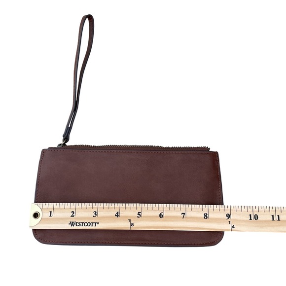 Brown Wristlet Wallet Clutch Zip‎ Around Studded Accent Small Purse - Picture 3 of 7